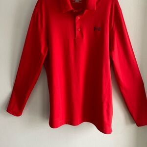 Under Armour Men's Red Long Sleeve Polo